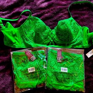 Adore Me green bra set size 38C NWT